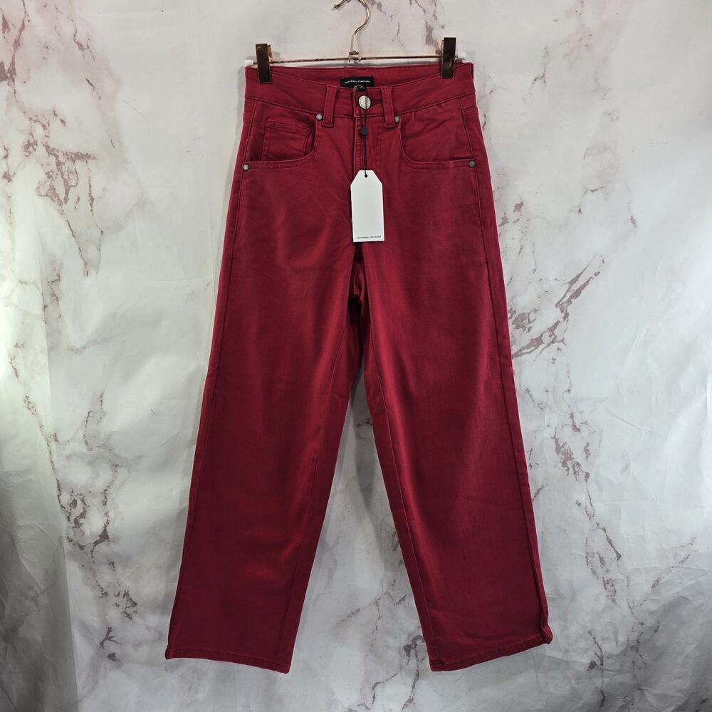 Universal Standard Jeans Womens 00 24 Red High Rise Bae Boyfriend Crop Straight